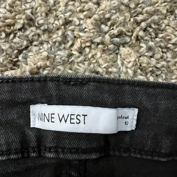 NINEWEST HIGH WAIST BOOT CUT BLACK GRAY JEANS SPLIT ANKLE STRETCH - Picture 10 of 15